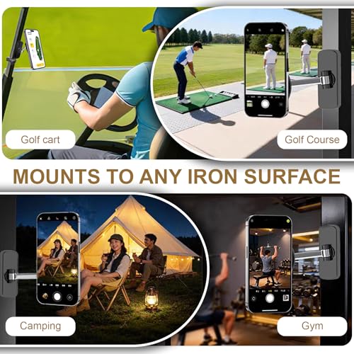 Magnetic Golf Cart Phone Holder - 360° Rotatable, Compatible with MagSafe iPhone 12-17, Golf Accessories for Men & Dad