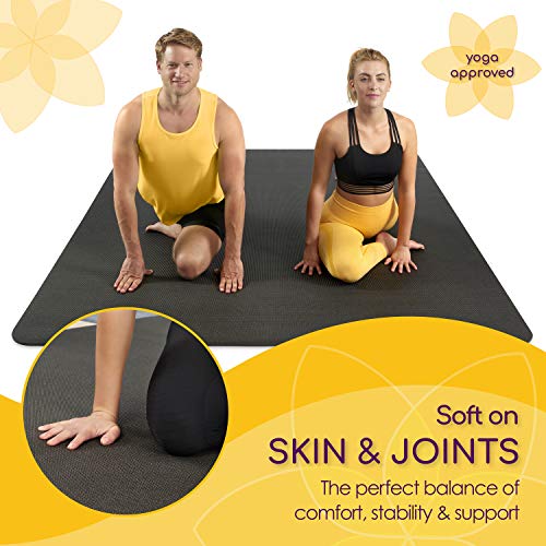 Large 6x4 Yoga Mat - Extra Thick Non-Slip 8mm for Yoga, Pilates & Stretching - Black