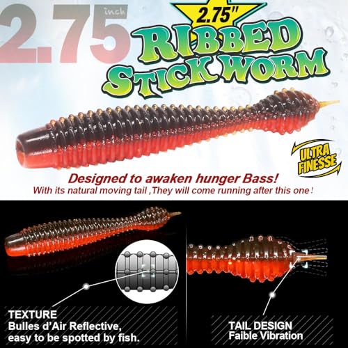 35-Piece Ned Rig Finesse Soft Plastic Worms & Jighead Kit for Bass