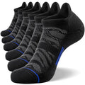 Men's Ankle Running Socks 6 Pack - Low Cut Cushioned Athletic Socks Black+Blue 9-12
