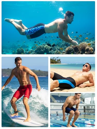 Men's Swim Jammers Athletic Racing Swimwear Long Shorts Size 28-40 11 Inseam Black
