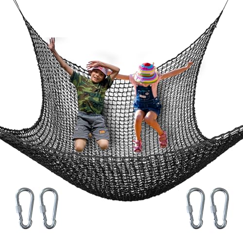 Kids Cargo Net 9.8x9.8ft Double Polyester Indoor Outdoor Black - Safe Play