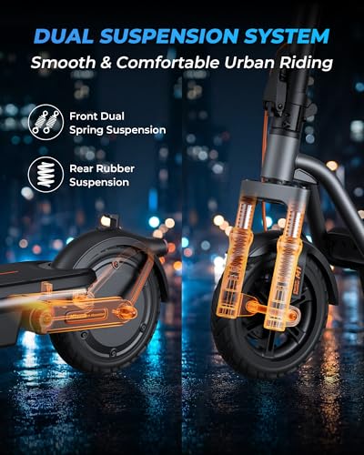 AOTOS M1 Electric Scooter Orange - 20 MPH, 28 Miles Range, Dual Suspension