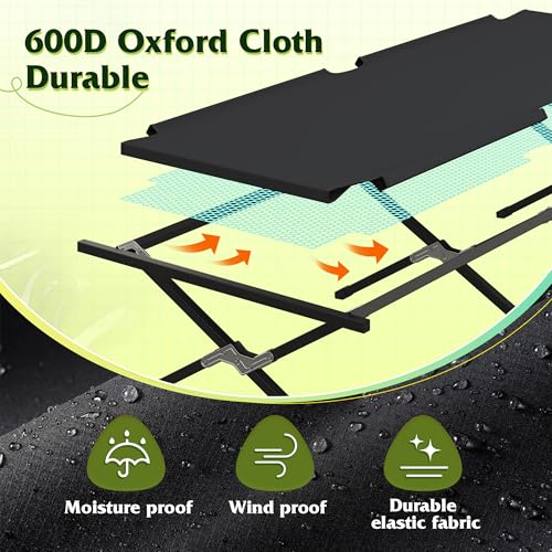 WLIVE Black Folding Camping Cot for Adults, Supports 300 lb, Easy Setup & Portable