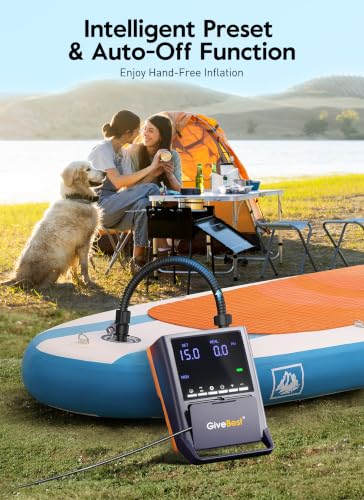 GiveBest Orange Rechargeable Paddle Board Pump 20 PSI Dual Stage Inflator