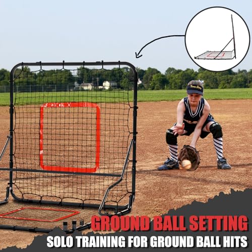 Black Pro Baseball & Softball Rebounder Net - Multi-Sport Pitch Back Training Aid