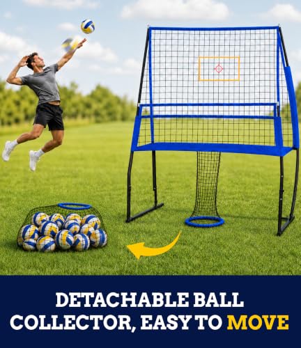 2-in-1 Volleyball Practice Rebound Net with Adjustable Height & Storage