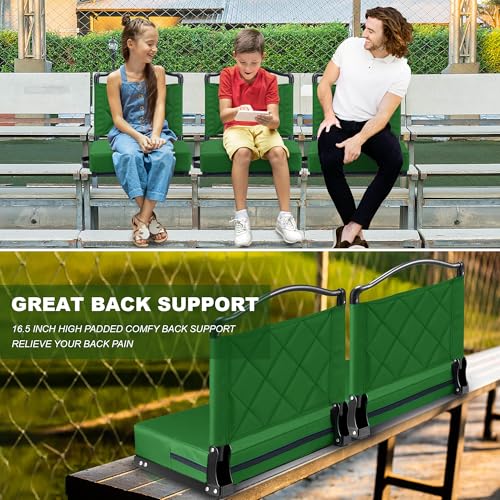 Kaganoon Green Folding Stadium Seats with Back Support 2pcs - Heavy Duty Bleacher Chairs