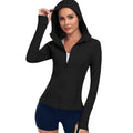 Zyrulix Women's Hooded Athletic Full Zip Workout Jacket With Pockets Running Slim Fit Yoga Sportwear With Thumb Holes