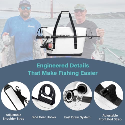 Buffalo Gear 24QT Fish Cooler Bag & Kill Bag White - Insulated Waterproof Fishing Storage