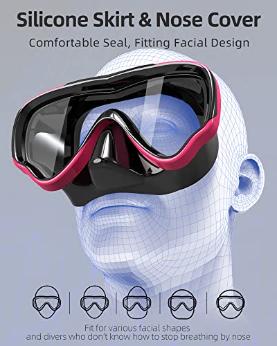 EverSport Adult Swim Goggles with Soft Nose Cover Anti-Fog Wide View Black-Pink