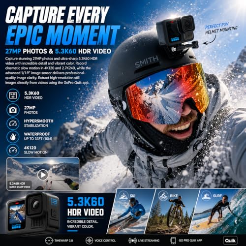 GoPro HERO13 Black Action Camera Extended Power Bundle with 3 Batteries & Accessories