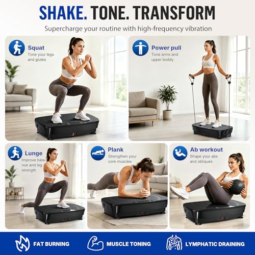 Black Vibration Plate for Lymphatic Drainage & Body Toning - 400Lbs Capacity
