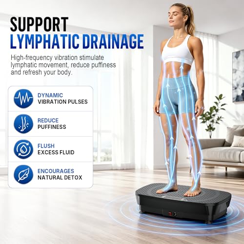 Black Vibration Plate for Lymphatic Drainage & Body Toning - 400Lbs Capacity