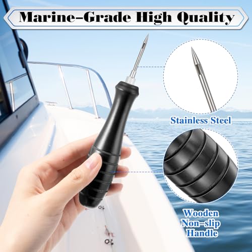 Fish Venting Tool Kit with Black Handle and Stainless Steel Needles for Deep Sea Fish Relief - Saltwater Fishing Accessories