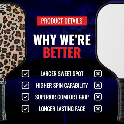 Salted City Sports Leopard Carbon Fiber Pickleball Paddle - USA Approved, 13mm Core