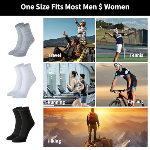 180 Pairs Men's Athletic & Casual Ankle Socks Bulk Pack - Moisture Wicking, Unisex