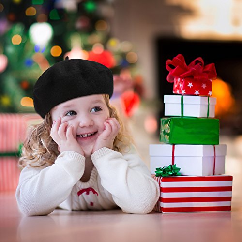 SATINIOR Kid Beret Hat French Beanie Cap for Girls - Black
