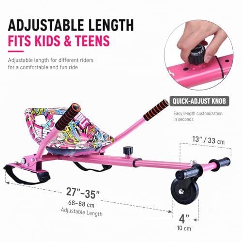 Yabbay Pink Eco-Friendly Hoverboard Seat Attachment for Kids - Safe & Easy to Install