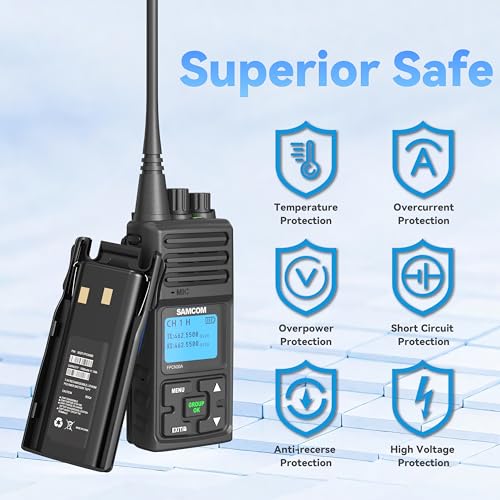 SAMCOM FPCN30A 1 Pack UHF Long Range Walkie Talkies for Adults, Heavy Duty Two-Way Radios with Charging Base