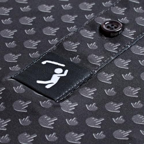 Bogey Bros Golf Polo Shirt for Men - Birdie Finger Raven X-Large, 4-Way Stretch, UPF 50, Moisture Wicking Athletic Fit