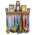 MedalAwardsRack Premier Medal Hanger Display Rack and Trophy Shelf - Stained Walnut, 2ft