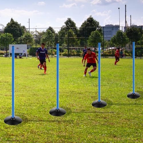 6 Pack 3.3 FT Soccer Agility Poles Set with Rubber Bases - Speed & Training Equipment