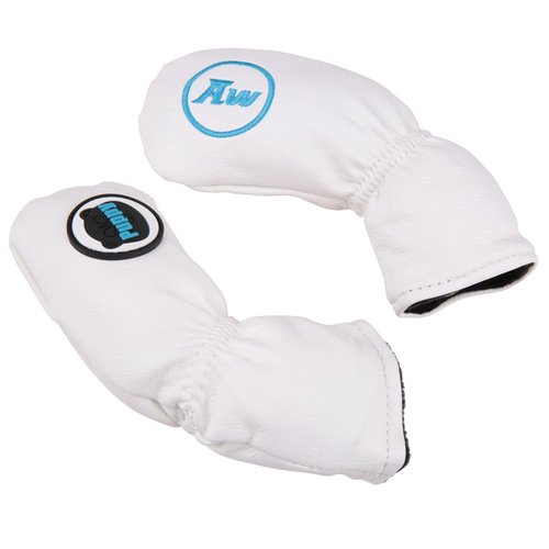 10pcs/Set White Leather with Puppy Design Golf Club Iron Head Covers 4-9, Pw,Sw,Aw,Blank One Fit Right Hand Irons