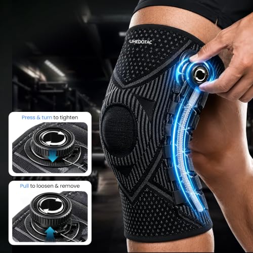 Adjustable Knee Brace with Dial & Gel Patella Pad - Large Left Support