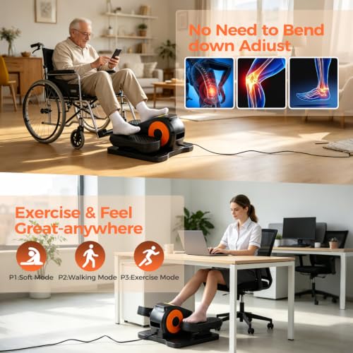 Under Desk Elliptical Machine for Office & Home Workout - Seated Pedal Exerciser