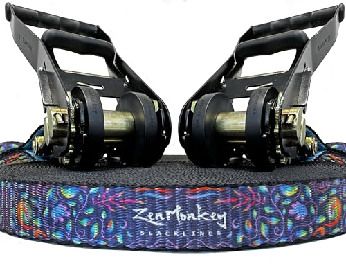 Slackline Kit 82ft with Dual Ratchet System, Tree Protectors & Carry Bag