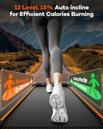 Rayspace Black Folding Under Desk Treadmill with 15% Auto Incline, Bluetooth Speakers & Remote, 450 lbs Capacity