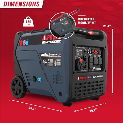 A-iPower 7600W Dual Fuel Inverter Generator with Electric Start, RV Ready