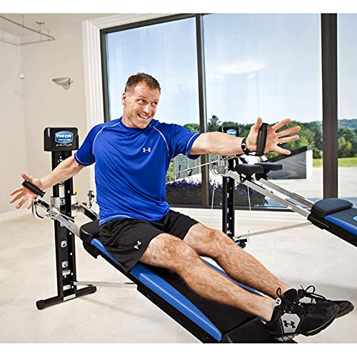 Total Gym XLS Home Workout Machine 19" W x 90" L x 43" H with Accessories, Black/Blue/Chrome