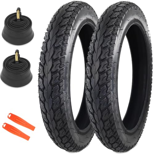 2 Pack 14x2.125 Inch E-Bike Tire with 2 Tubes - Heavy-Duty Replacement for Electric Bikes