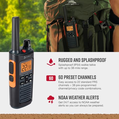 Cobra RX680 Walkie Talkies 2-Pack with Dock Charger, IP54 Water Resistant