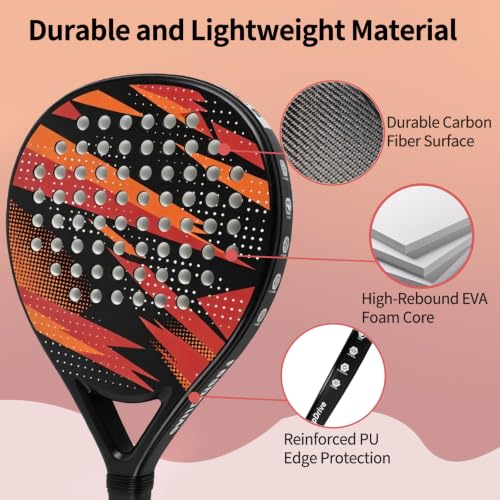 Carbon Fiber Padel Racket Set of 2 - Lightweight, Beginner Friendly