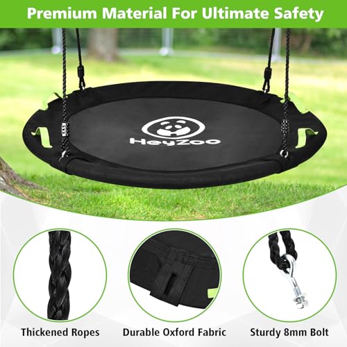 HeyZoo 60 Inch Large Saucer Tree Swing for Family, Black