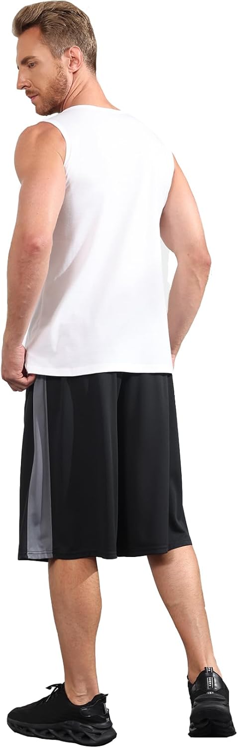 Skiennix Men's Long Athletic Shorts - Quick Dry Camo Basketball Gym Shorts with Pockets