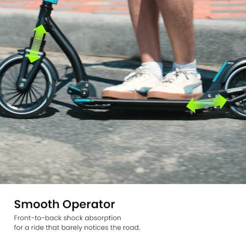 AERO MOBILITY Big Wheel Kick Scooter for Kids Teens Adults Black A230L Disc Brake