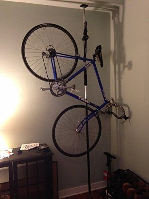 SPAREHAND Dual Bike Storage Rack - Heavy Duty, Adjustable Q-Rack II with 80 Lbs. Weight Capacity - Vertical Floor Storage System for 2 Bikes - Ideal for Garage and Indoor Bicycle Storage - Chrome