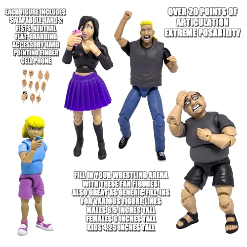 Wrestling Crowd Fan Figures Set - Series 1 with 4 Collectible Characters