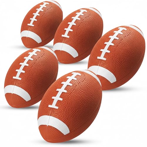 PlayBolt Brown 6-Inch Mini Inflatable Footballs for Kids - Pack of 5