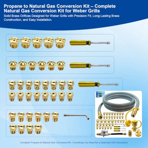 10FT Natural Gas Conversion Kit for Weber Grill - Complete NG Conversion for Genesis, Spirit & Summit