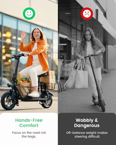 Gyroor Electric Scooter with Seat for Adults - 20 Mile Range, Black