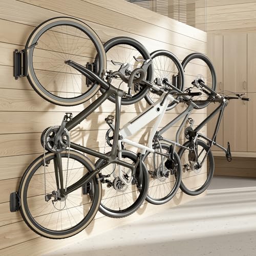 PEGZONE 4 Pack Bike Wall Mount Garage Storage Holds 77lbs Swivel Indoor Bike Racks