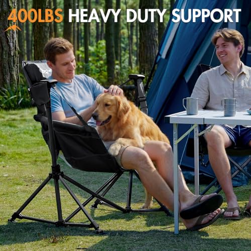Outdoor Hammock Camping Chair Heavy Duty 400lbs with Mesh Seat & Adjustable Recline - Black Variation 1