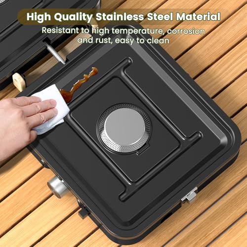 2-Burner Portable Camping Stove with Foldable Griddle & Carrying Bag