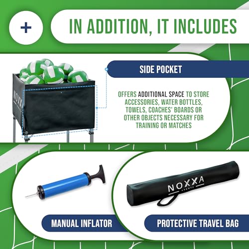Portable Volleyball Ball Cart with Wheels and Storage Bag