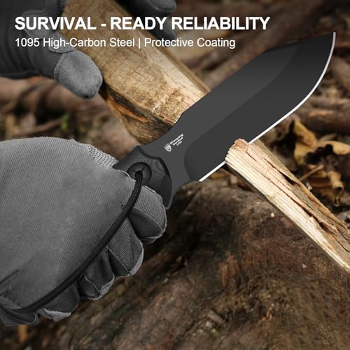 Kizer Sheepdog Survival Fixed Blade Knife Black 5.28" 1095 Steel Outdoor Tool